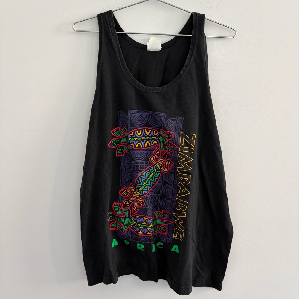 Trend Basics Zimbabwe Africa Graphic Tank Top Black XL Mens